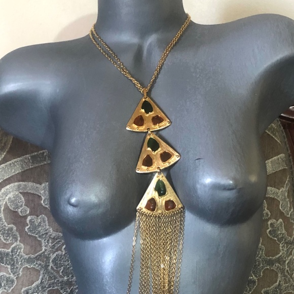 TRIFARI GOLD TONE GLASS CHAIN NECKLACE $650 - Picture 12 of 13